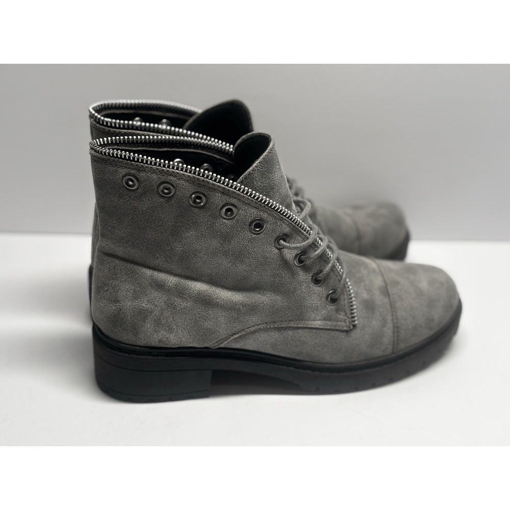 Qupid Bootie Women's Gray Zip‎ Grunge Boots Size 6.5